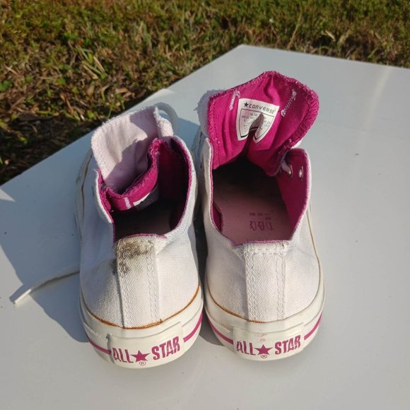 Converse Size 6 White Pink Kid's Sneaker Shoes - Picture 5 of 10